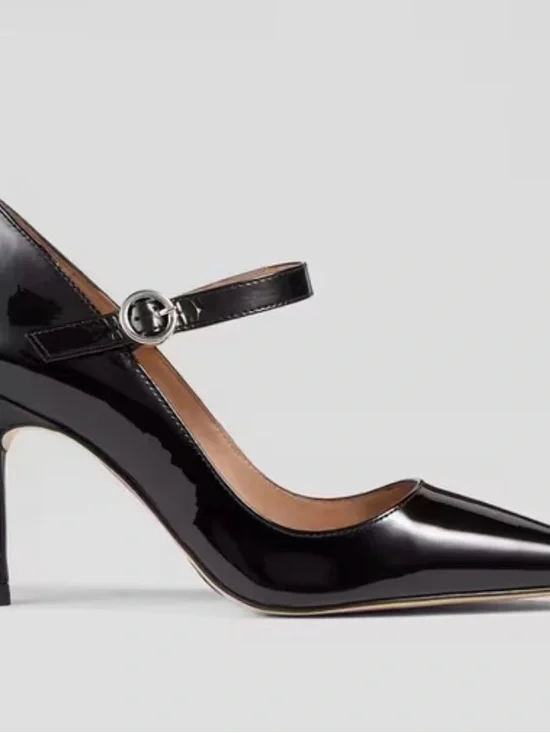 LK Bennett Camille Black Patent Mary-Jane Courts - Picture 2 of 4